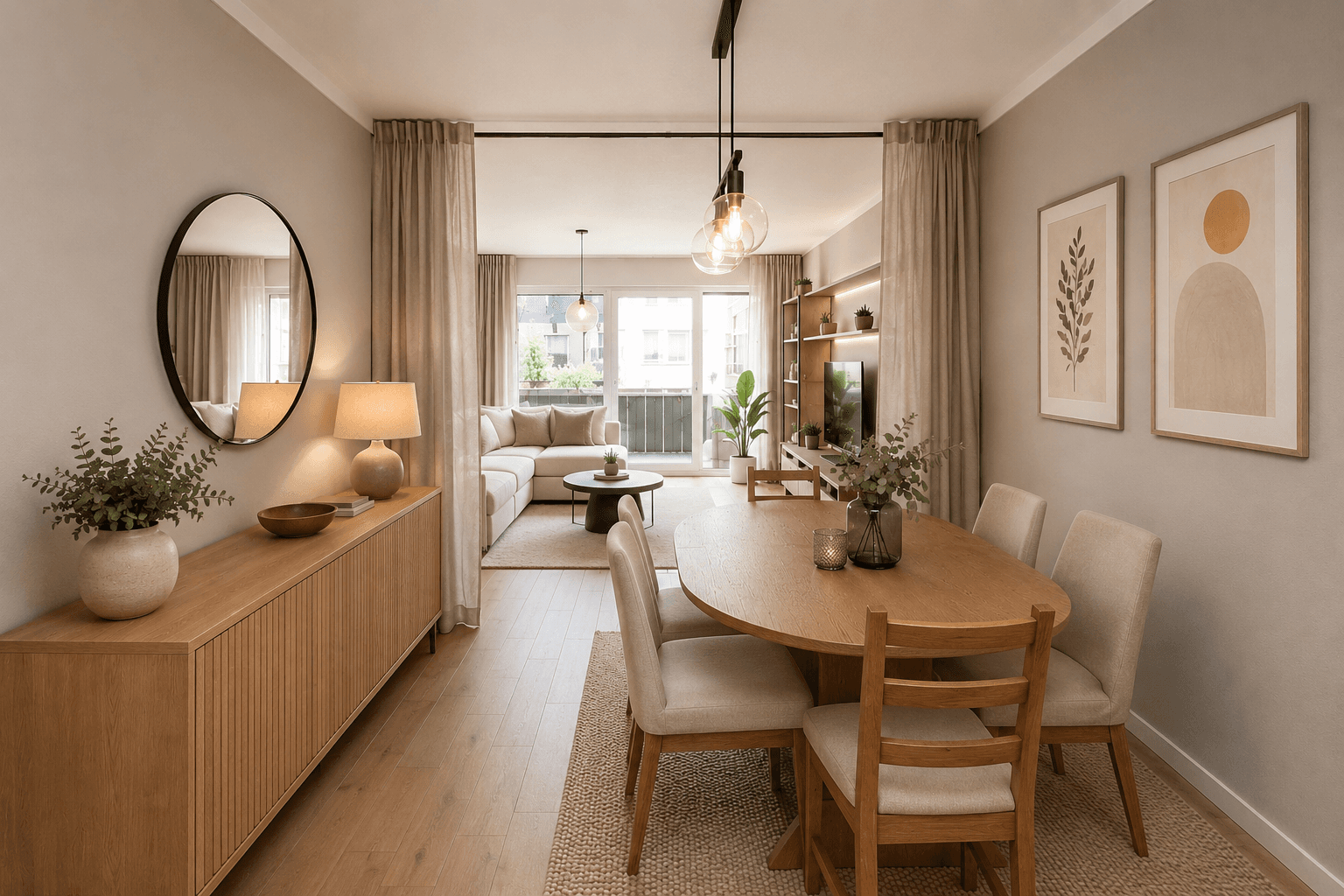 Gestaltungsbeispiel Wohn-Esszimmer KI generiert